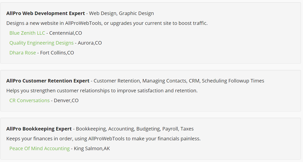 AllProWebTools Expert Directory