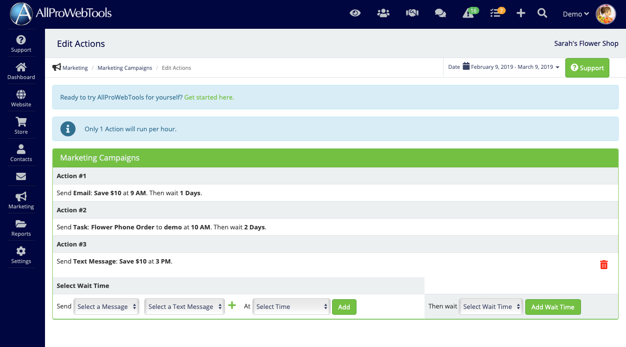 New From AllProWebTools: Marketing Campaigns Feature